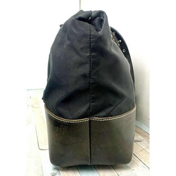 FRANK DANIEL ITALY BLCK NYLON GENUINE LEATHER TOTE CARRY-ON SHOULDER BAG HANDBAG - Picture 6 of 12